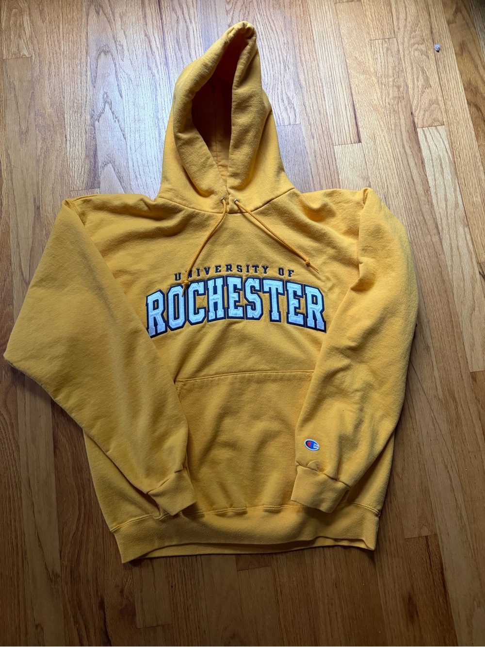 Champion University of Rochester Embroidered Hoodie Yellow Large
